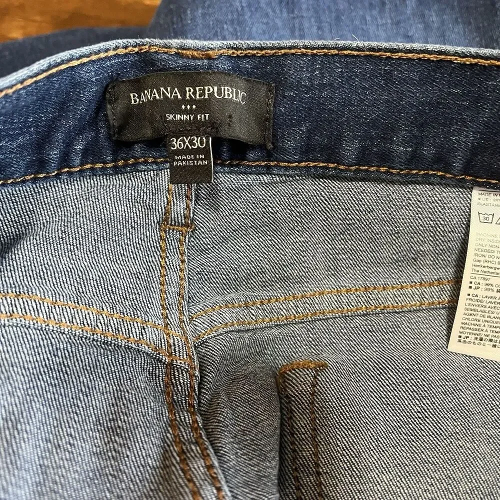 Banana Republic Men’s Skinny Fit Dark Wash Blue Denim Jeans Cotton 5-Pocket